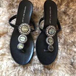 Abalone Shell Wedge Heel Sandals